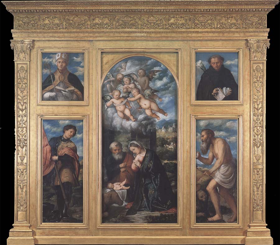 Polyptych of the Nativity,with Saints Alexander,Jerome,Gaudioso and Filippo Benizzi